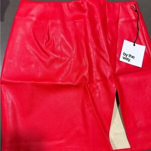 by the way. Red Faux Leather Mini Skirt